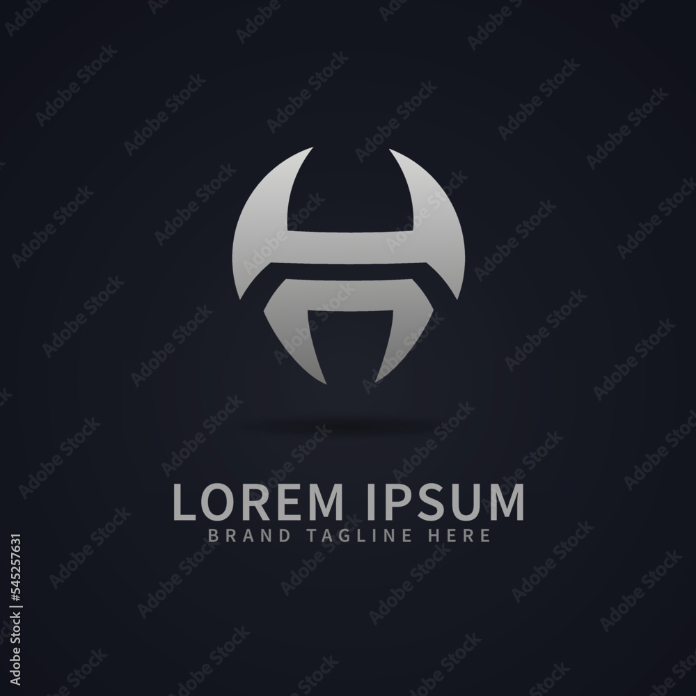 Flat Minimal Modern Trendy Letter H Logo Design, Abstract Unusual Shapes Design Silver Color Logo isolated on Black Background Flat Minimal Modern Trendy Letter H Logo Design, Abstract Unusual Shapes Design Silver Color Logo isolated on Black Background