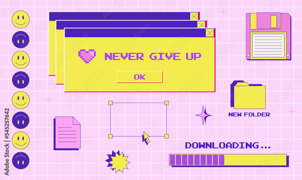2000s Computer Interface Header Old computer user interface, 90s 2000s style, retro pc elements, trendy ...