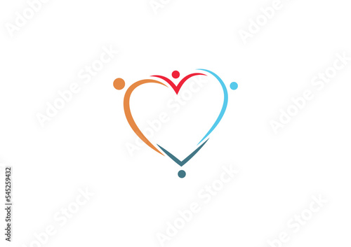 Heart shaped vector illustration showing family members holding hands 