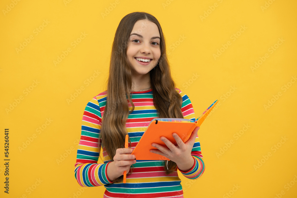 Teenager school girl with books isolated studio background. Teenager school girl with books isolated studio background.