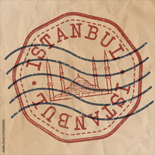 Istanbul, Turkey Stamp City Travel Passport. Design Retro Symbol Country. Old Vintage Postmark.