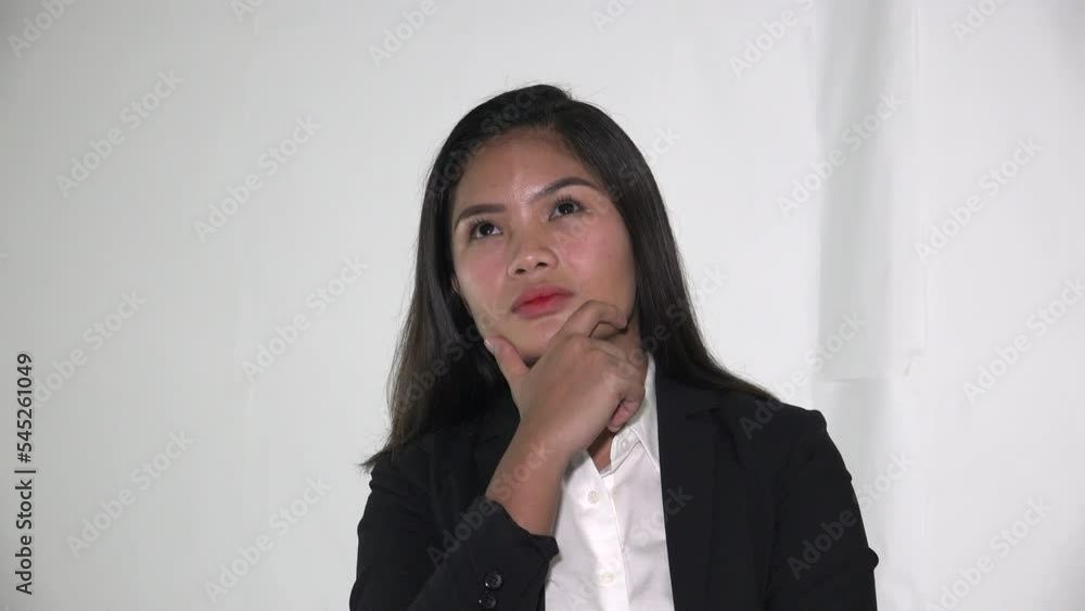 Diverse Asian Business Woman Thinking Isolated Diverse Asian Business Woman Thinking Isolated