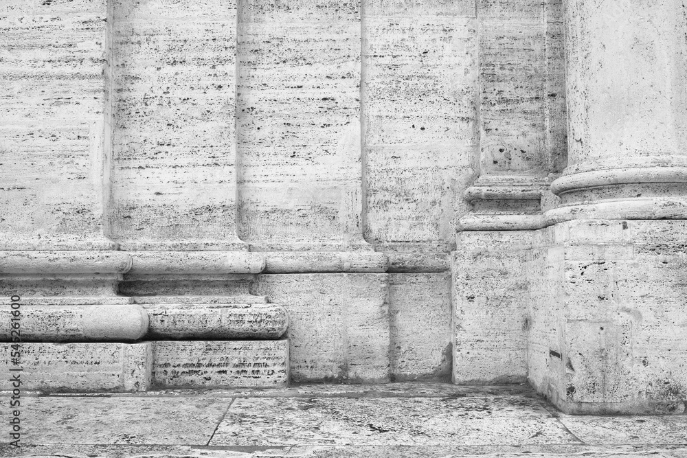 Fototapeta premium Ancient monument background black and white columns, ancient architecture 