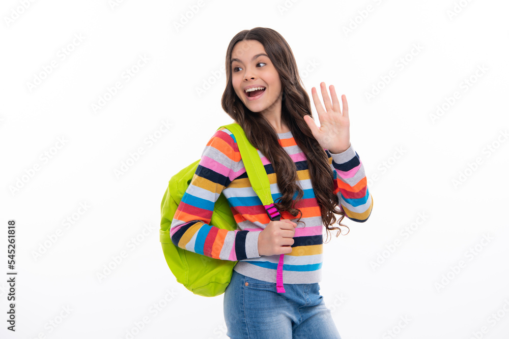 Back to school. Teenage school girl ready to learn. School children on white isolated background. Happy girl face, positive and smiling emotions. Back to school. Teenage school girl ready to learn. School children on white isolated background. Happy girl face, positive and smiling emotions.