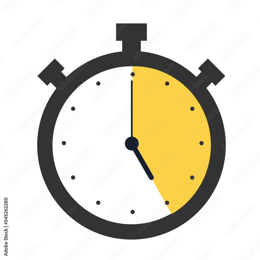 Obraz premium Stopwatch icon 5 hours. Five hours round clock with arrows.