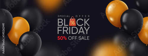 Black Friday Banner with Balloons