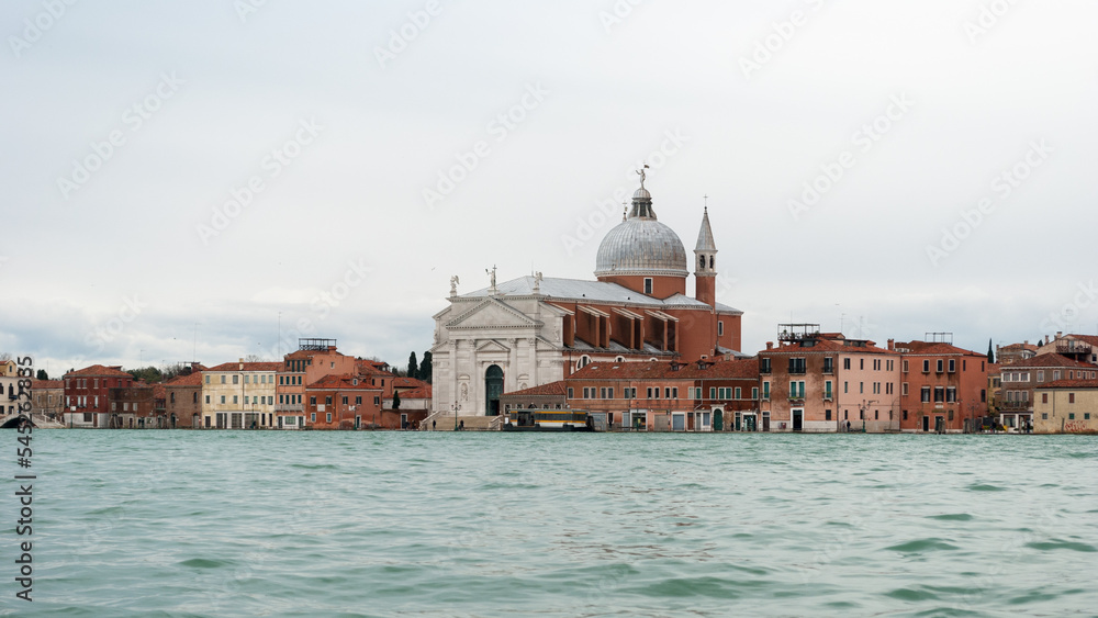 Skyline of Giudecca sestiere in Venice, Italy, with the church of Santissimo Redentore