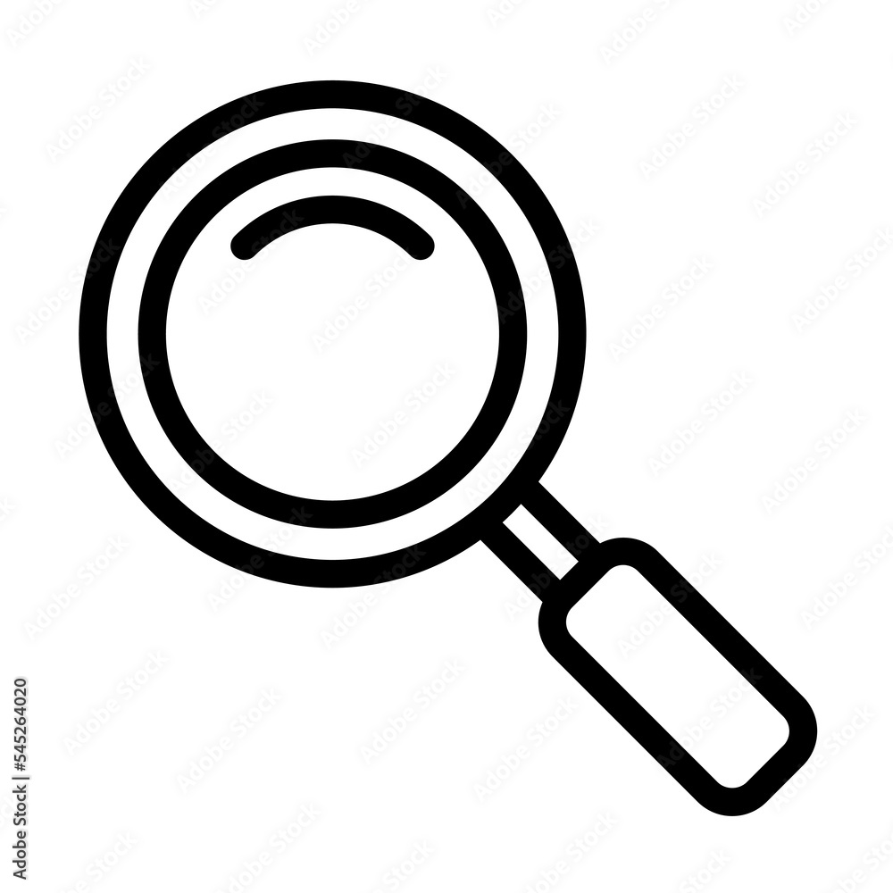 Magnifying glass line icon on white background Magnifying glass line icon on white background