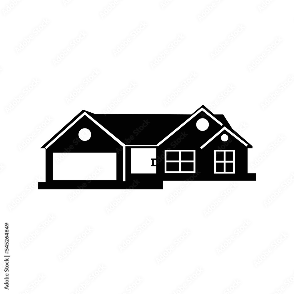 Real estate house building icon | Black Vector illustration | Stock ...
