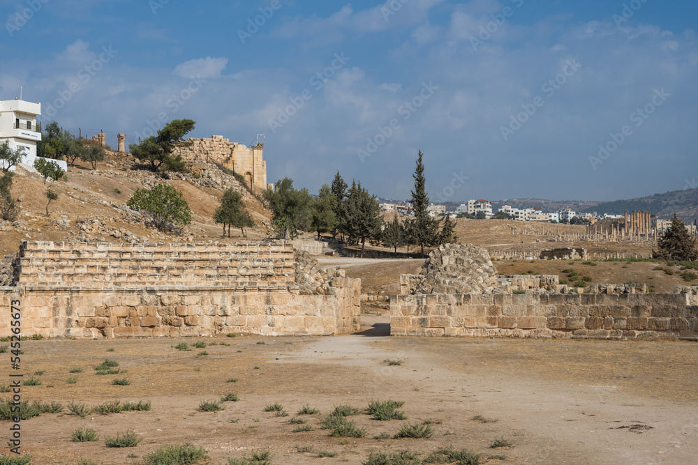 Gerasa Hippodrome Original Stands in Jerash, Jordan Ancient Roman Ruins