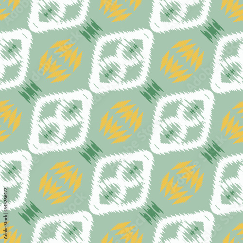 Ikat damask tribal color Seamless Pattern. Ethnic Geometric Batik Ikkat Digital vector textile Design for Prints Fabric saree Mughal brush symbol Swaths texture Kurti Kurtis Kurtas