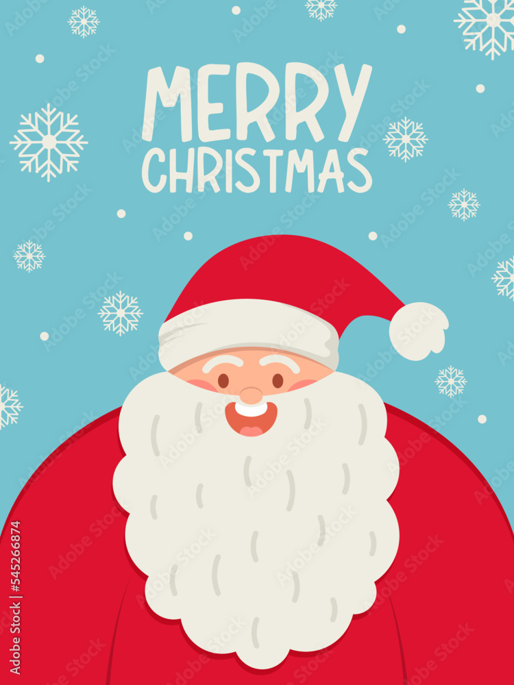Santa claus. Merry Christmas greeting card. Vector illustration