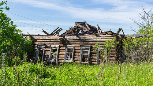 abandoned wooden house in the village