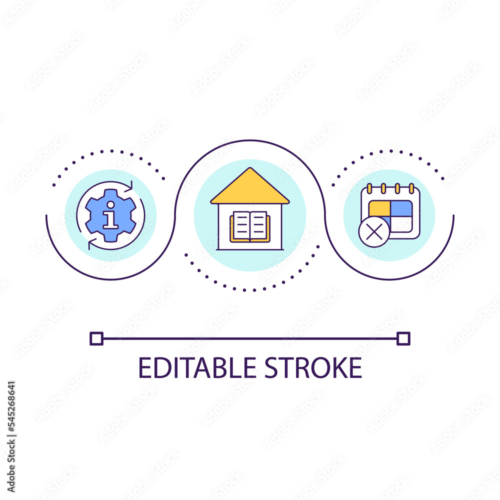 Informal education program loop concept icon. Flexible learning schedule. Studying process abstract idea thin line illustration. Isolated outline drawing. Editable stroke. Arial font used
