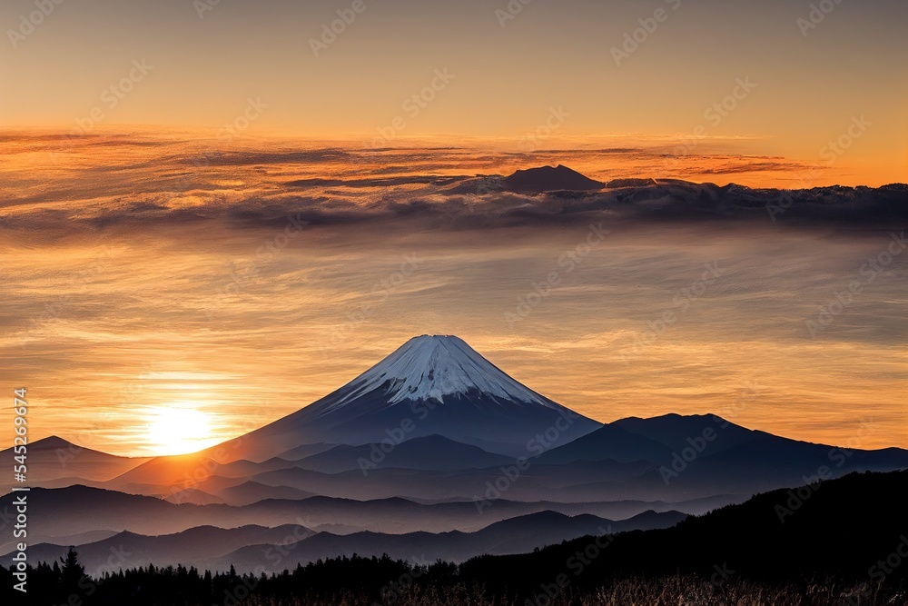 Mountain Fuji sunrise Japan panorama