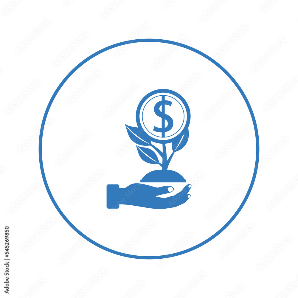 Growth dollar tree hand icon | Circle version icon | Growth dollar tree hand icon | Circle version icon |