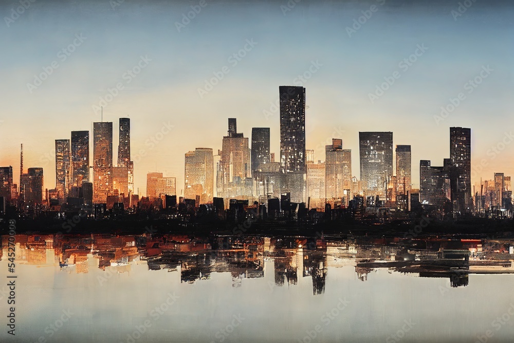 Obraz premium Panoramic skyline and buildings with empty road