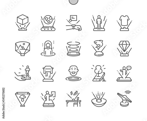 Hologram. Digital technology future. Image of a virtual hologram projection. Pixel Perfect Vector Thin Line Icons. Simple Minimal Pictogram