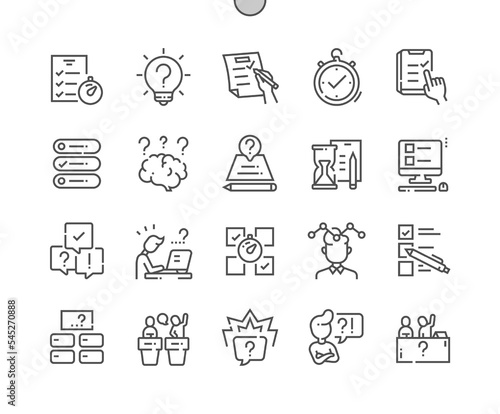 Quiz. Choose an answer. Answer options. Quiz time. Pixel Perfect Vector Thin Line Icons. Simple Minimal Pictogram