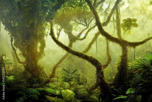 Fototapeta Deep tropical jungle background