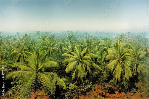 Arial view of palm plantation at east asia