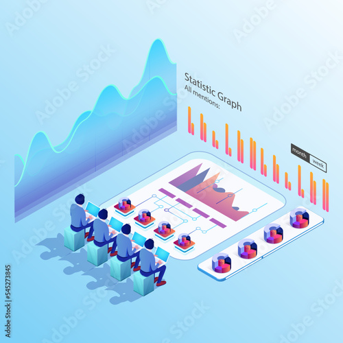 Isometric illustration with business people in a meeting
