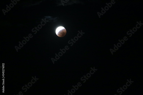 Blood Moon Eclipse Isolated Black Sky in Australia 