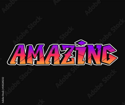 Amazing word trippy psychedelic graffiti style letters.Vector hand drawn doodle cartoon logo amazing illustration. Funny cool trippy letters  fashion  graffiti style print for t-shirt  poster concept