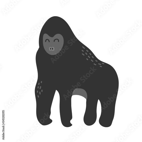 Gorilla African animals and wildlife  isolated primate species. Orangutan or big ape. Flat cartoon  vector illustration