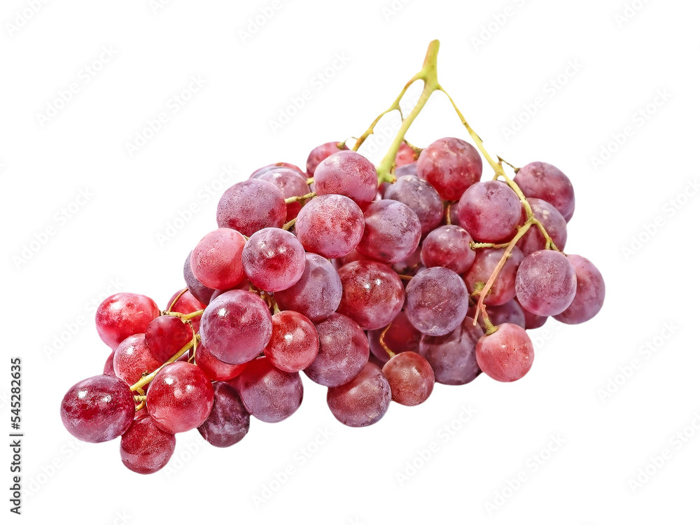 Fresh pink grape. Isolated on transparent background.