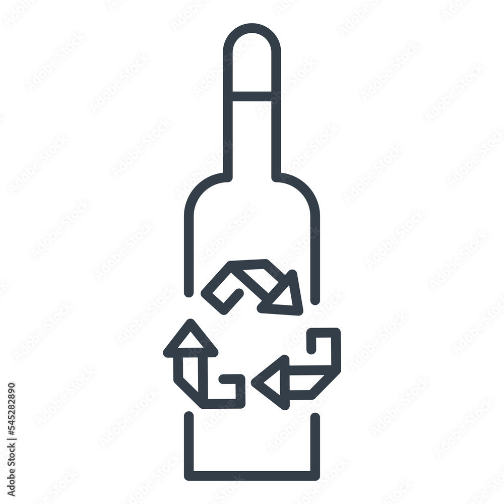 Vector isolated icon of glass or plastic bottle with recycle sign. Vector isolated icon of glass or plastic bottle with recycle sign.