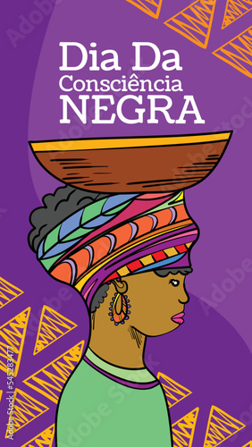 post story instagram the theme of a woman bringing a jug of the moment she da consciencia negra, black awareness day
