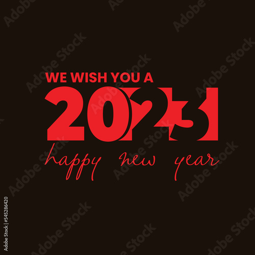 Realistic Happy New Year 2023 logo text design