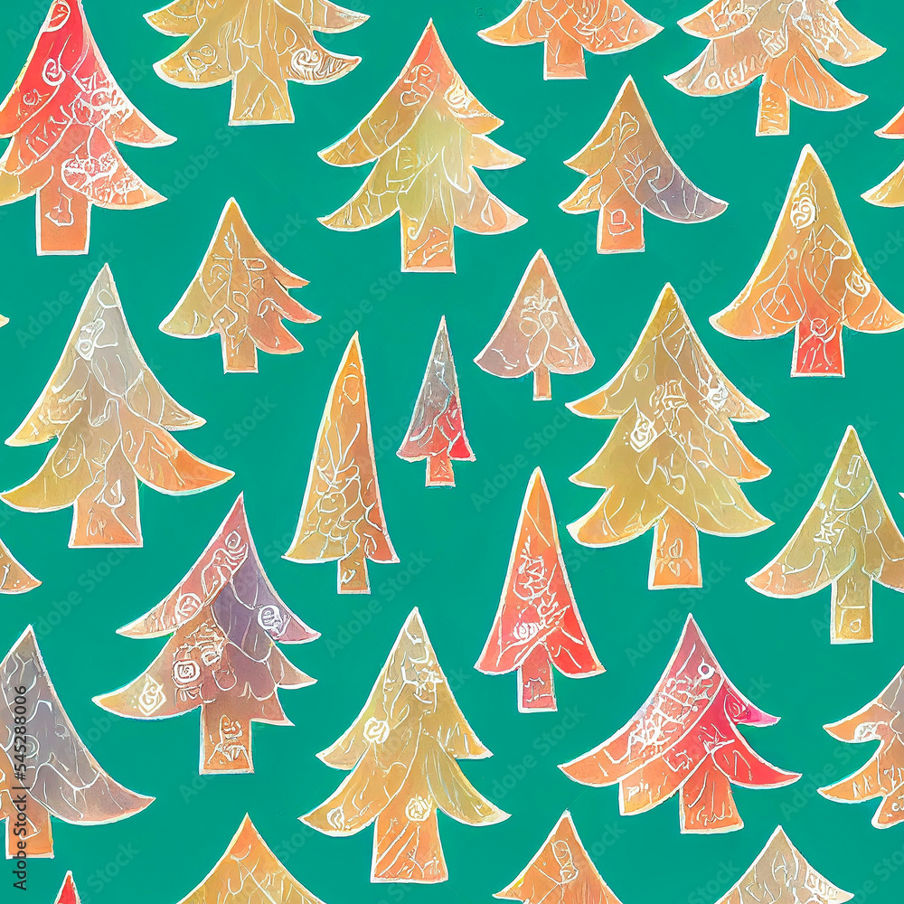 Seamless Pattern Retro Christmas Trees. AI generated digital art illustration.
Seamless Pattern Retro Christmas Trees. AI generated digital art illustration.