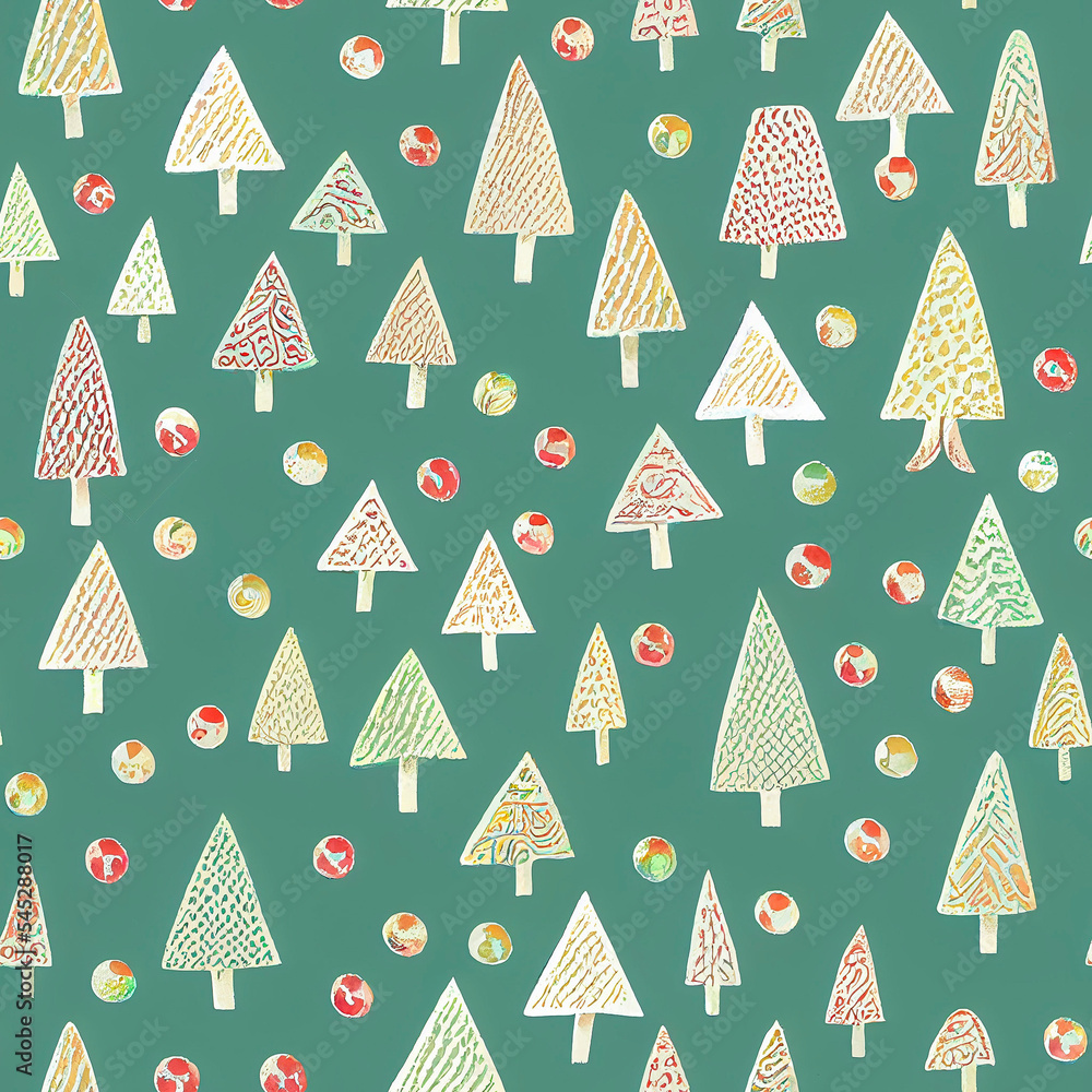 Seamless Pattern Retro Christmas Trees. AI generated digital art illustration.
Seamless Pattern Retro Christmas Trees. AI generated digital art illustration.