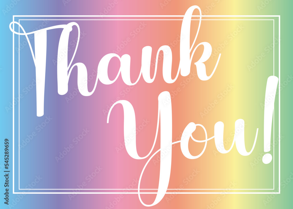 Rainbow Calligraphy Thank You Card Template