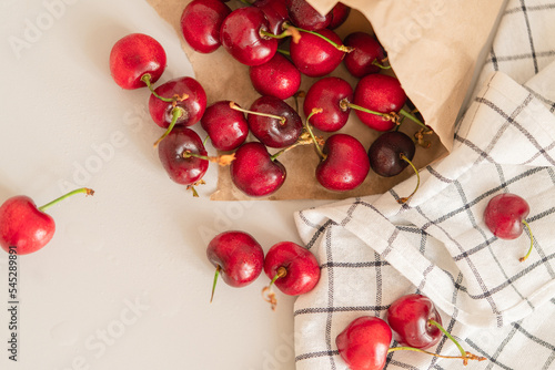 red cherries and a table runner