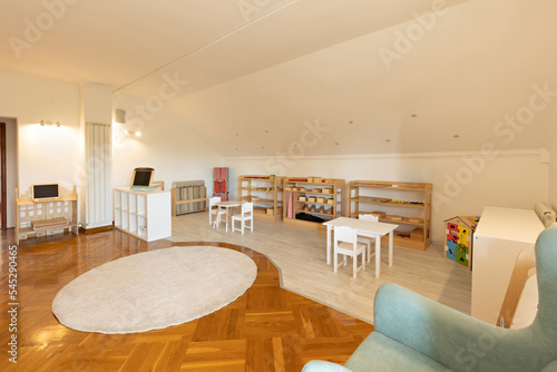 Interior of a montessori kindergarten photo