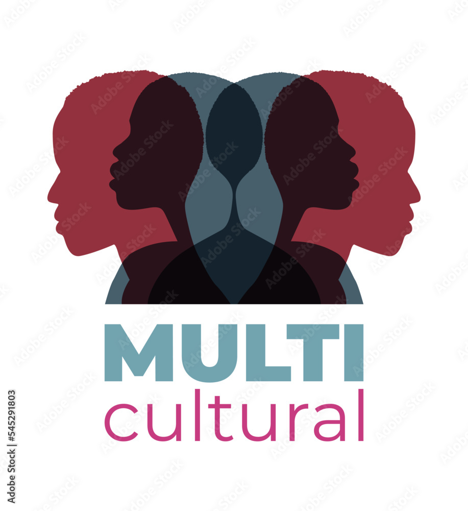 Colorful multiethnic face silhouette