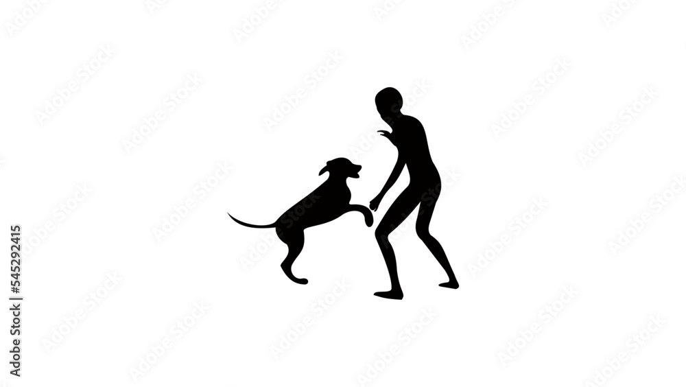 boy with dog, silhouette