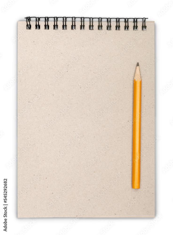 Blank notebook and pencil on a white background Blank notebook and pencil on a white background