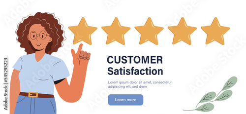 Customer satisfaction. Feedback. Rating on customer service illustration. Website rating feedback and review concept. Flat vector illustration