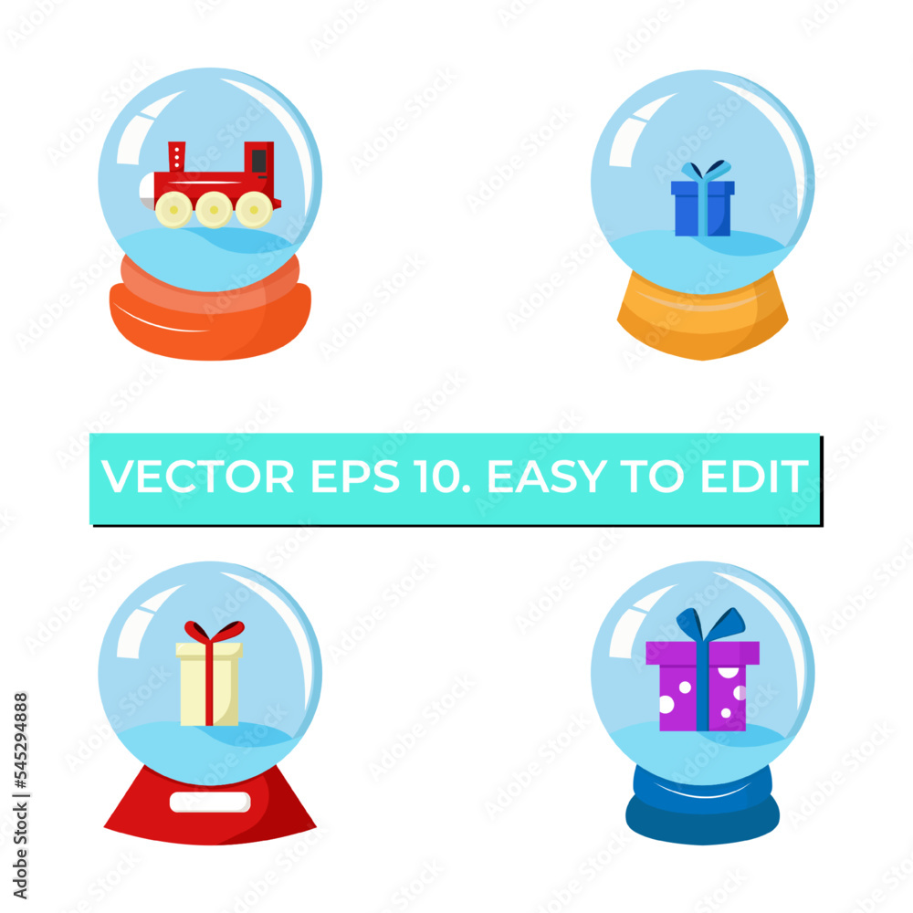 Christmas Crystal Ball with gift box and train. vector eps 10. easy to edit
Christmas Crystal Ball with gift box and train. vector eps 10. easy to edit