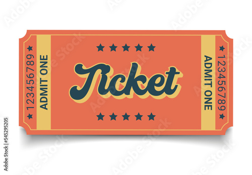 Vector retro ticket isolated isolated on white background. Cinema, theater, concert, play, party, event, festival black and gold ticket realistic template set. Ticket icon for website.