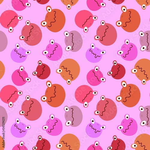 Cartoon animals seamless frogs pattern for wrapping paper and fabrics and linens and kids clothes print