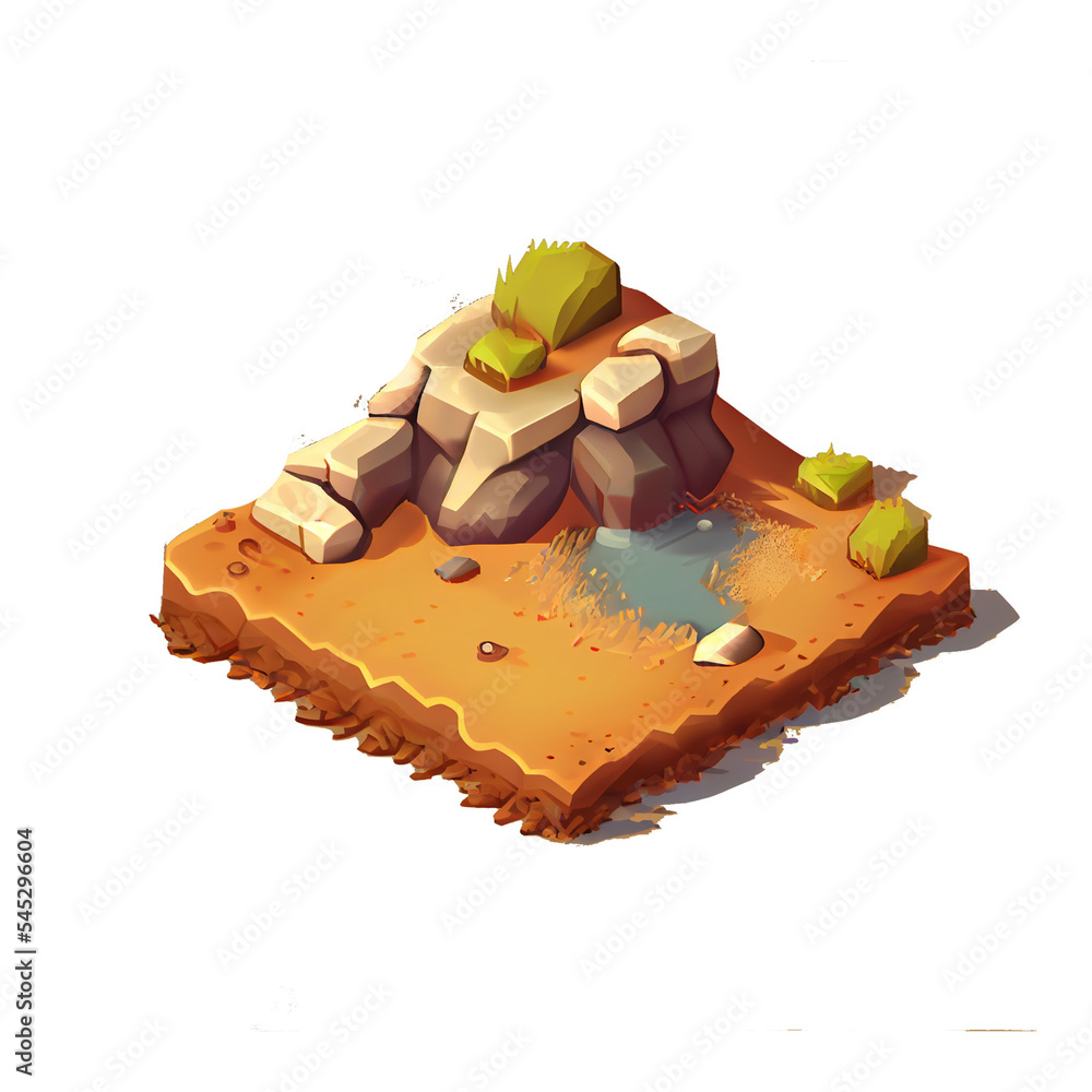 illustration of an isometric desert island game asset concept art ...