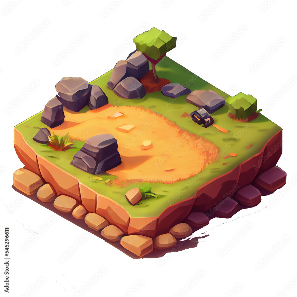illustration of an isometric desert island game asset concept art ...