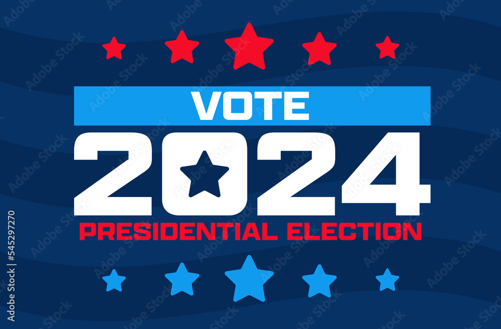 Vote 2024 Presidential election illustration United States of America on a dark blue background