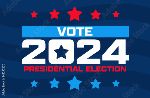 Obraz na płótnie Vote 2024 Presidential election illustration United States of America on a dark blue background w salonie