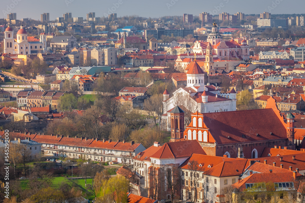 Vilnius medieval old town from above at sunny day, Lithuania, Baltic Countries